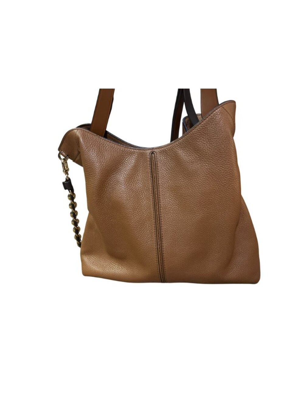 Michael Kors Downtown Astor Large Brown Pebbled Leather Shoulder Bag Chain Strap - Picture 10 of 16